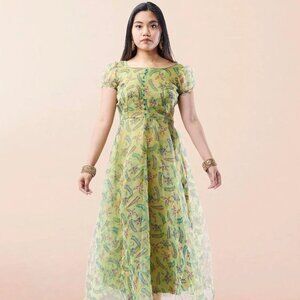 Sea Green Organza Anarkali Dress | Muvvas Boutique